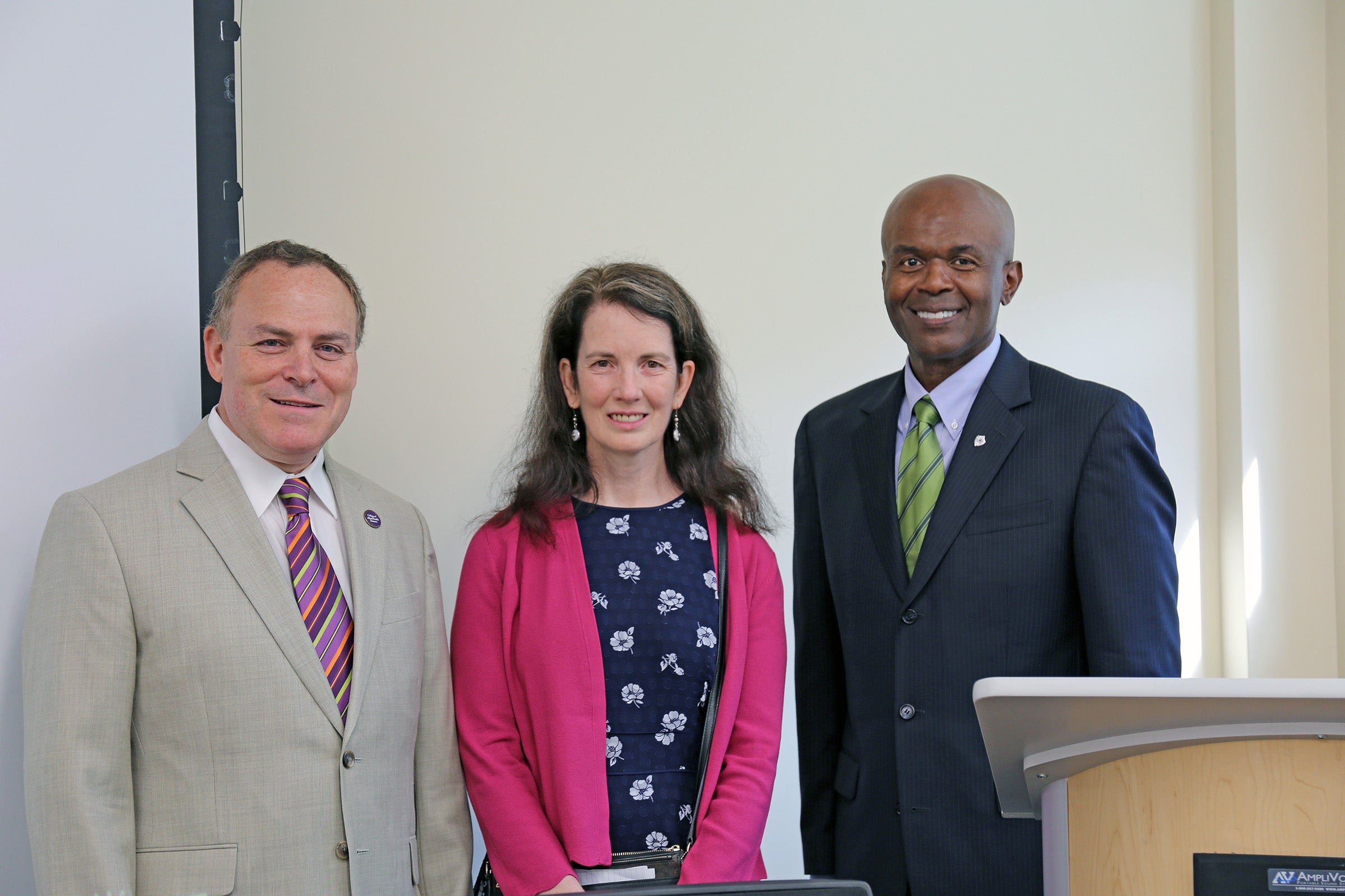 Dr. Robert Orlikoff, Dr. Heather Ries and Dr. Grant Hayes pose for a group photo