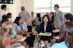 Hiroshima University and ECU students learn from each other in special education class.