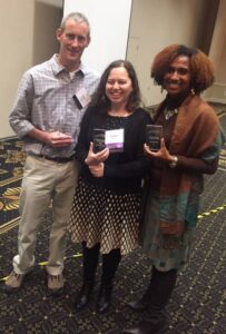 Drs. Loni Crumb, from right, Syntia Santos Dietz, and Scott Glass were honored at the North Carolina Counseling Association's annual conference in Durham, NC on Feb. 1.