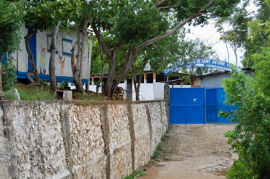 Entrance into Saint Antoine School in Haiti.