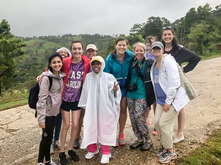 Murdock (third from left), stands with the rest of the ECU students that were on the trip to Haiti.