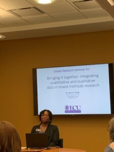 Dr. Africa Hands presented at Library Research Seminar VII.