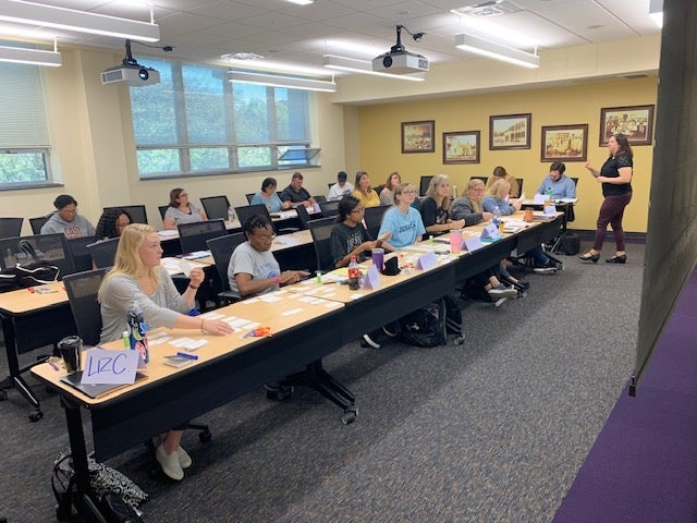 Students attend Foundations of Reading Test review session.