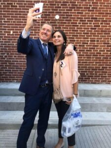 COE student Madison Williams takes a "selfie" with Ron Clark.