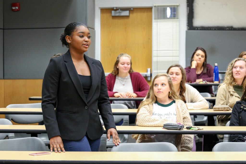 Freshman Kelsie Hembrick participates in the mock legislative session Monday, Nov. 13.