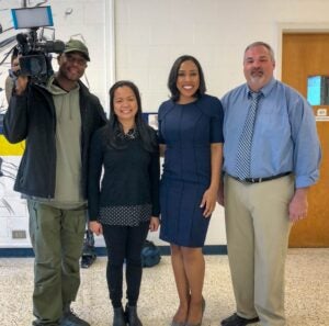 Mary Yoo, second from left, was named WRAL's Teacher of the Week Wednesday, March 21. Yoo is a science teacher at Princeton High School in Johnson County. 