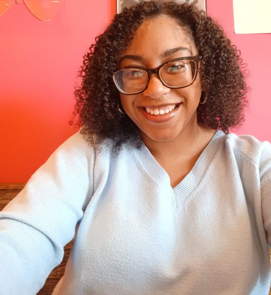 selfie of female student wearing glasses